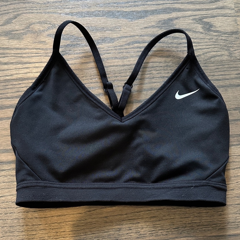 Nike Women's Black Sports Bra with White Logo